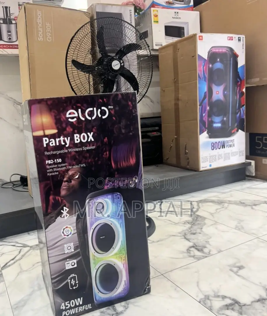Efficient Eldo Pb2-150 Double 8" Party Box Rechargeable Speaker(Black)