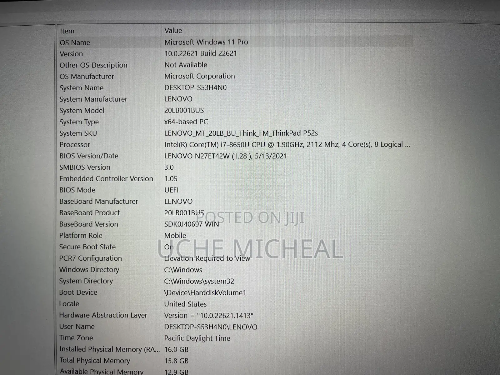 Laptop Lenovo ThinkPad P52s 16GB Intel Core i7 SSD 256GB