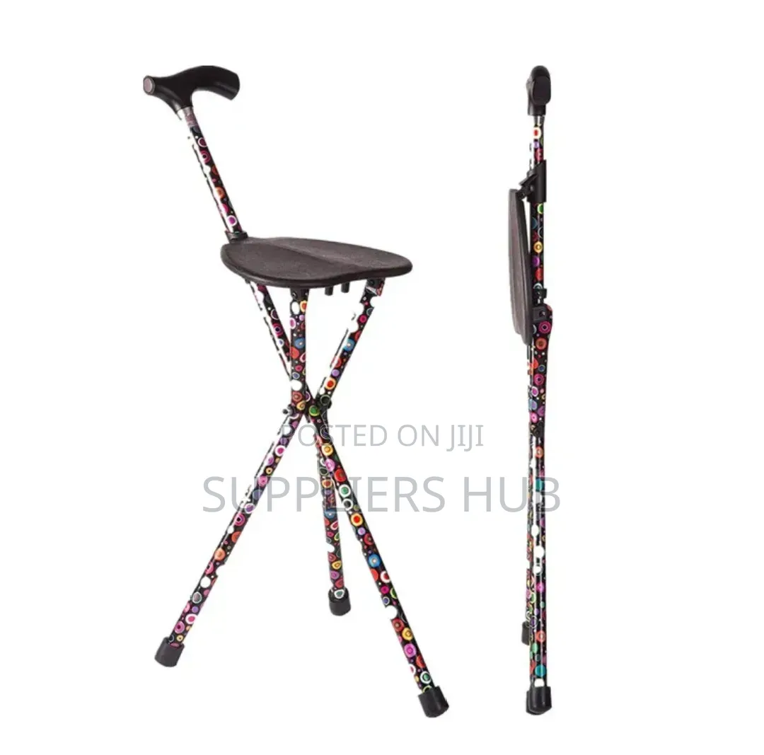 Foldable Walking Aid Stick With Seat