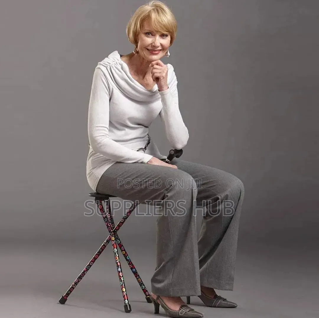 Foldable Walking Aid Stick With Seat