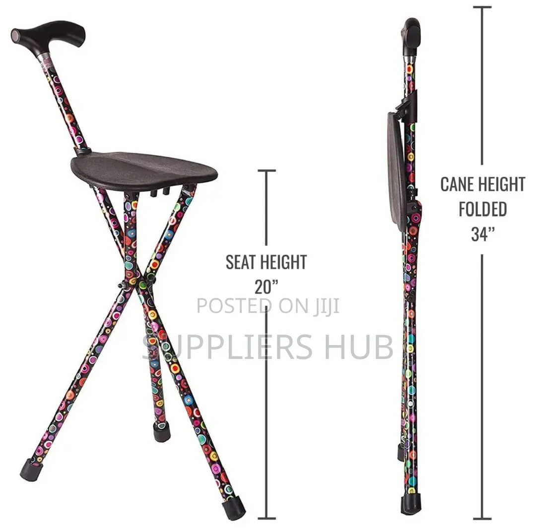 Foldable Walking Aid Stick With Seat