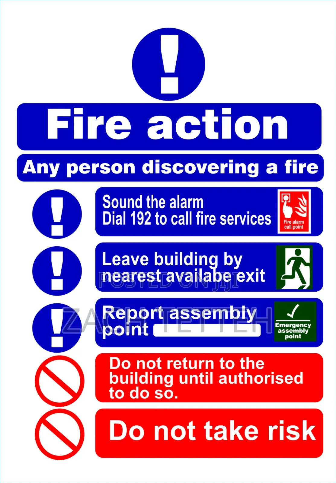 Fire Action Sign