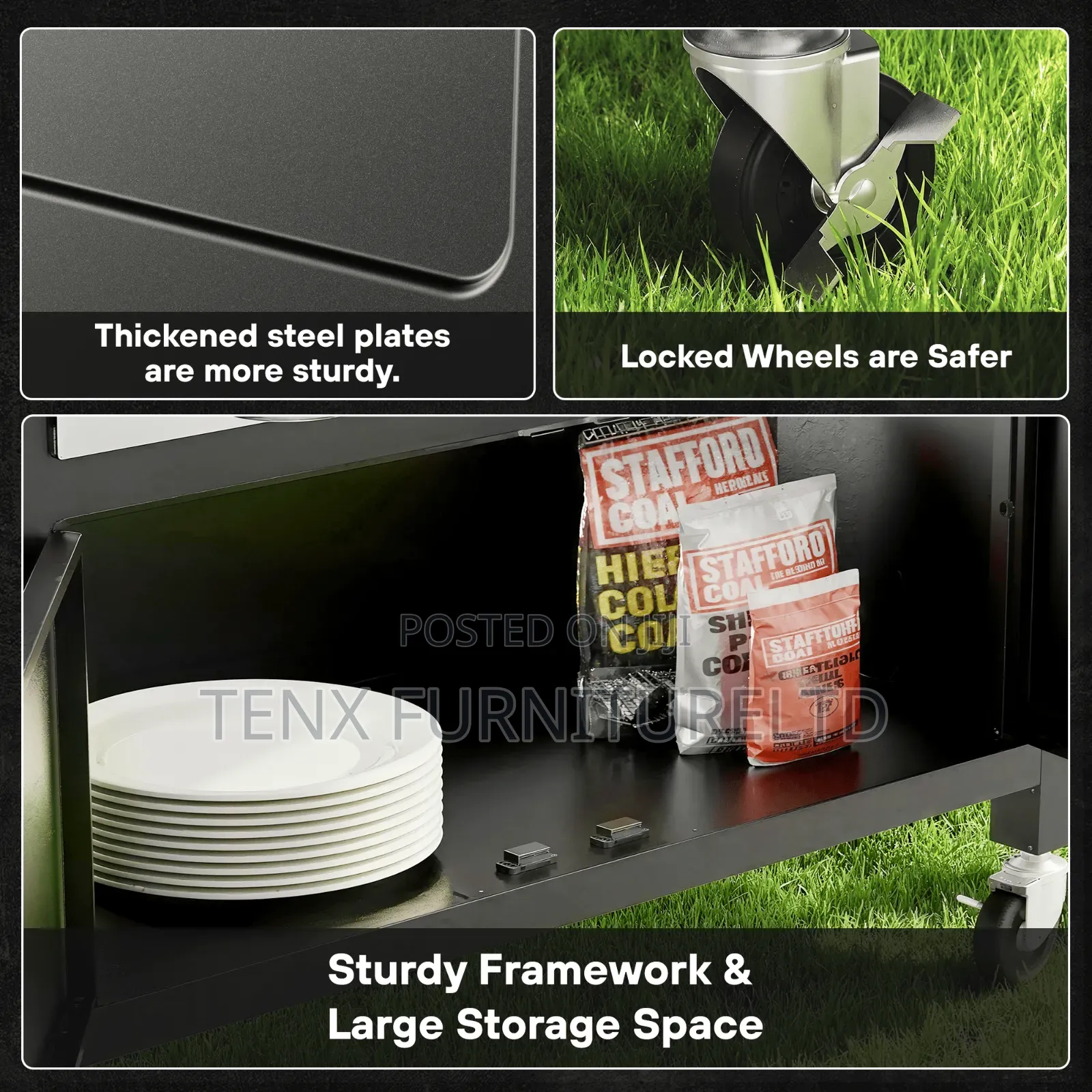 Barbecue Stand With Wheels (Charcoal?