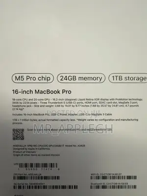 New Apple MacBook Pro 2026 M5 Pro 16-inch 24GB Apple M5 Pro SSD 1T