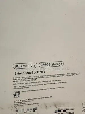 New Laptop Apple MacBook Neo 2026 8GB SSD 256GB