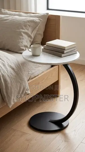 Premium Matte White Pedestal Side Table