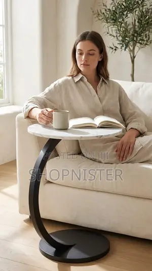 Premium Matte White Pedestal Side Table
