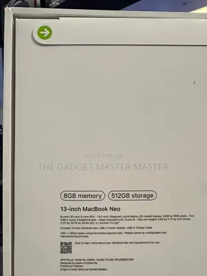 New Laptop Apple MacBook Neo 2026 8GB SSD 512GB