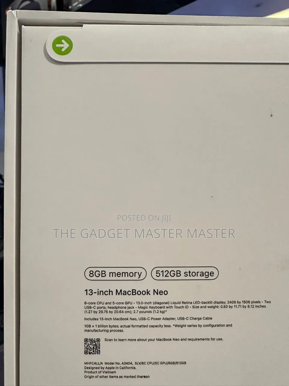 New Laptop Apple MacBook Neo 2026 8GB SSD 512GB