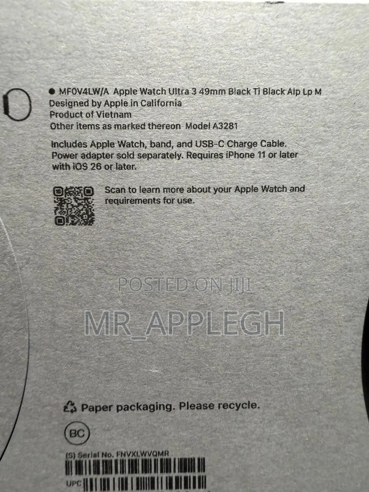 Apple Watch Ultra 3 Gps+Cellular Black