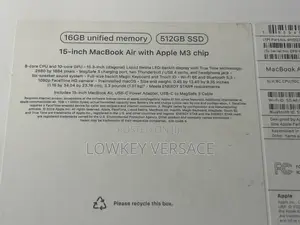 New Laptop Apple MacBook Air 2024 M3 15-inch 16GB Apple M3 SSD 512GB