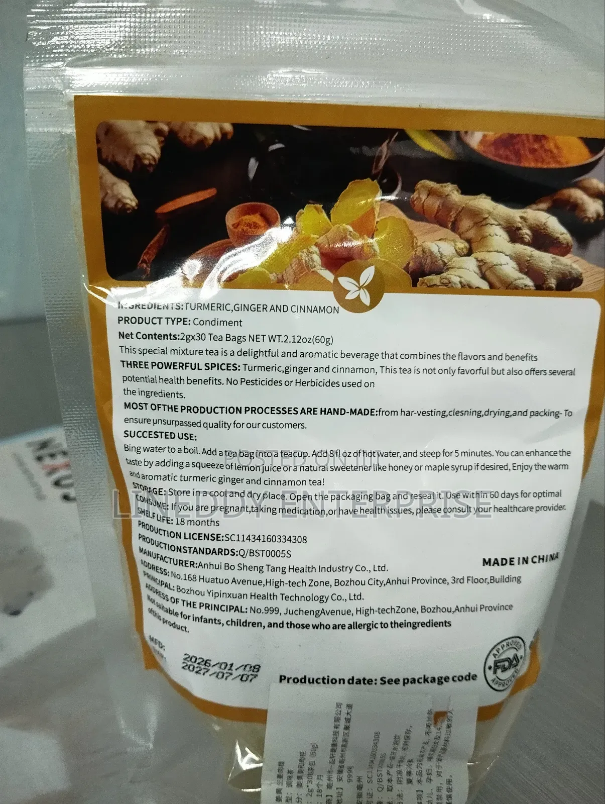 Tumeric, Ginger and Cinnamon Tea Bags to Refresh You for 30 Days