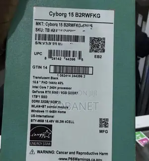 New Laptop MSI Cyborg 15 32GB Intel Core i7 SSD 1T