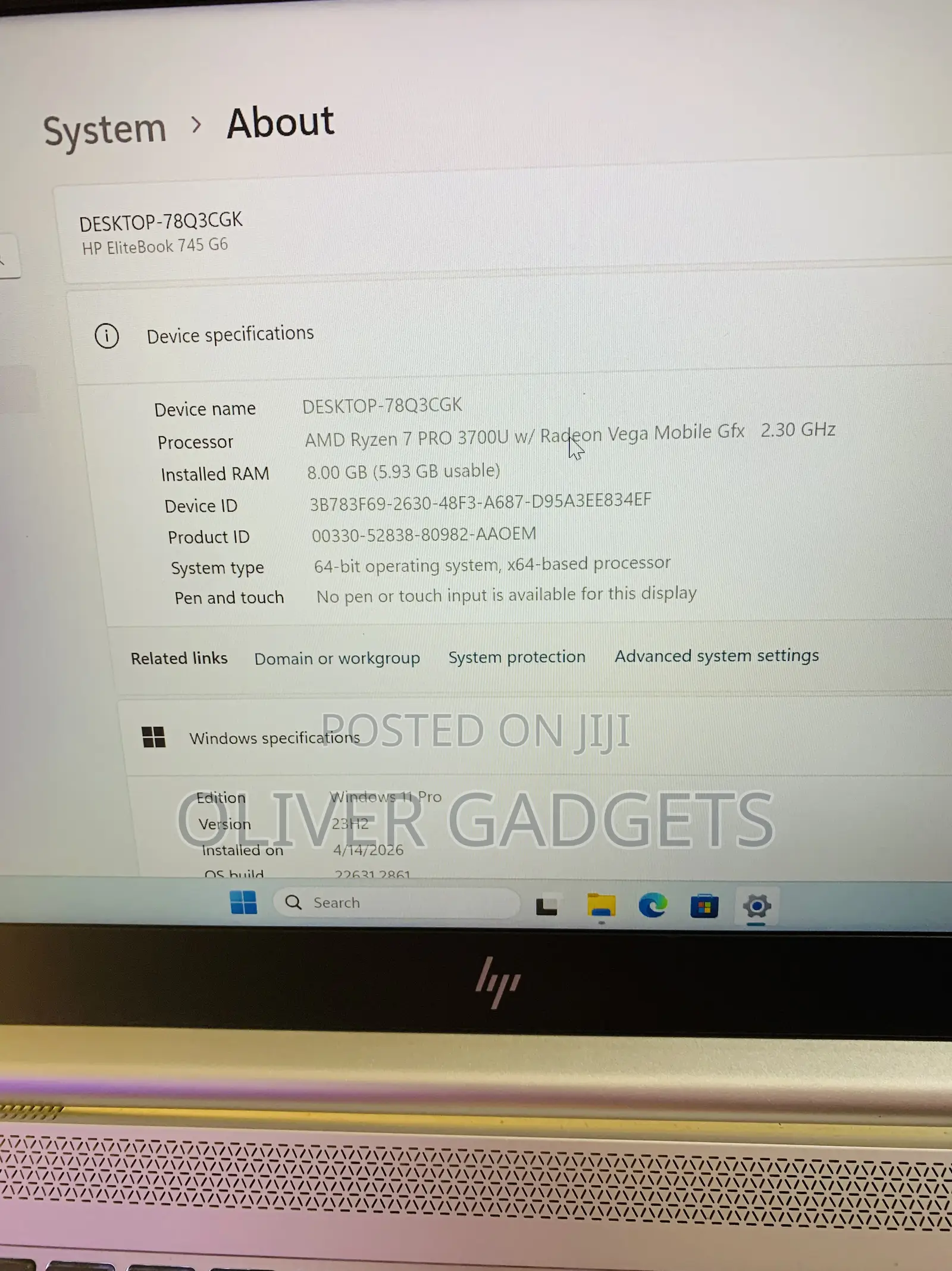 Laptop HP EliteBook 745 G6 16GB AMD Ryzen 7 SSD 256GB
