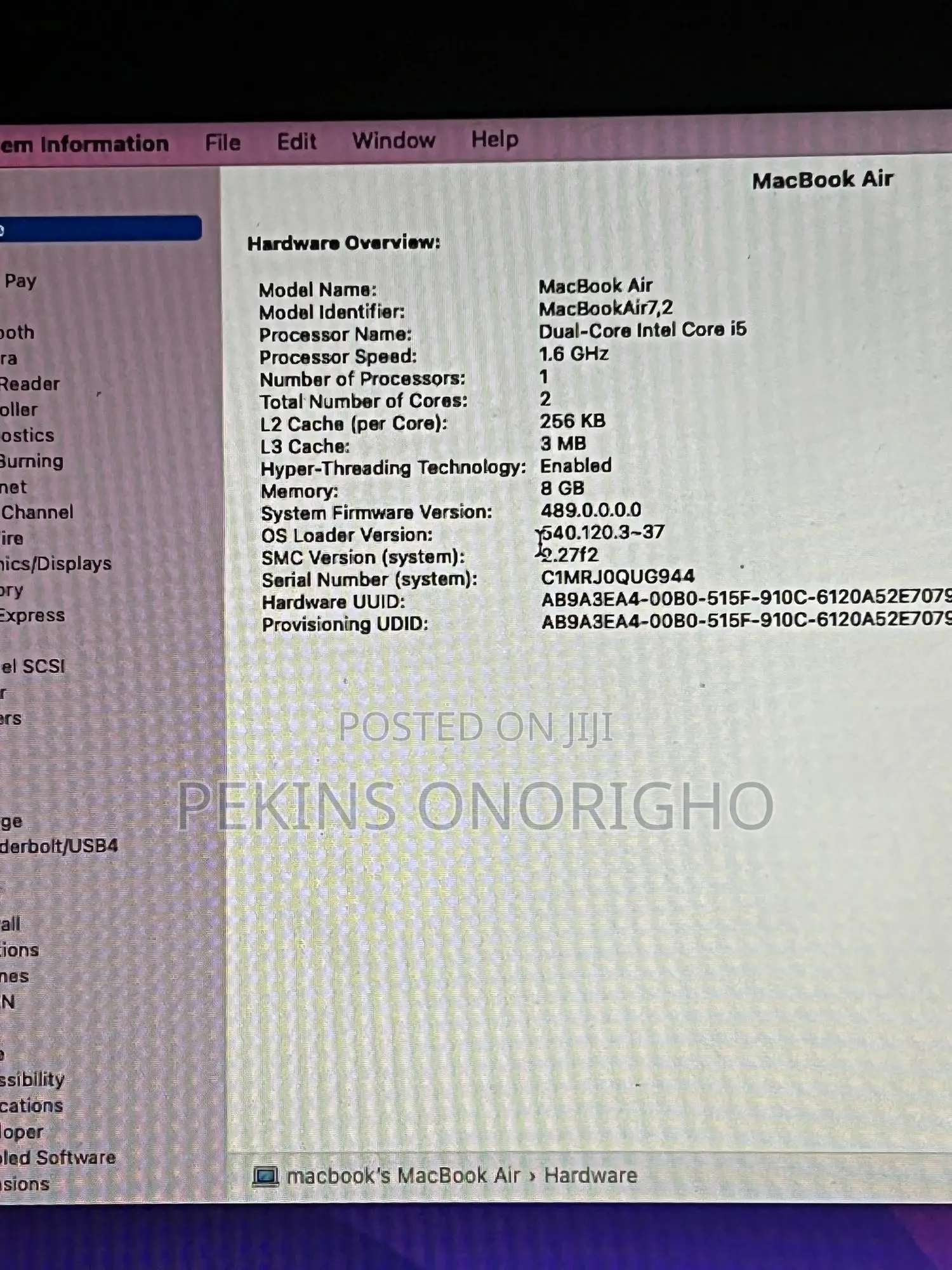 Laptop Apple MacBook Air 8GB Intel Core i5 SSD 256GB