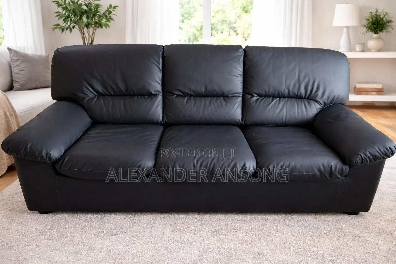 Modern Black Leather 3 2 Single Seater Sofa – Comfortable Stylish