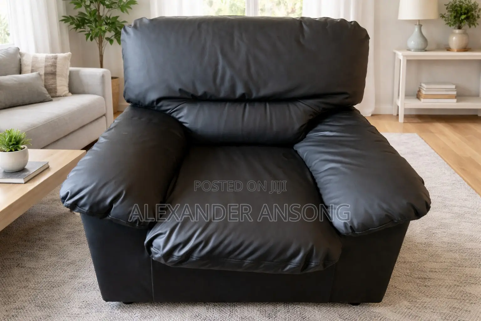 Modern Black Leather 3 2 Single Seater Sofa – Comfortable Stylish