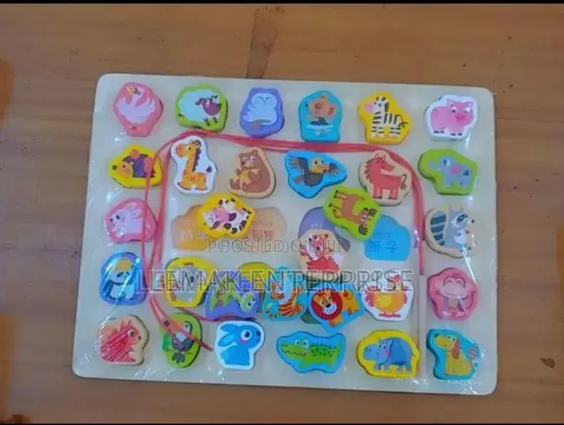 Toys Wood Animal Block Shapes Color Puzzle for Montessori Baby