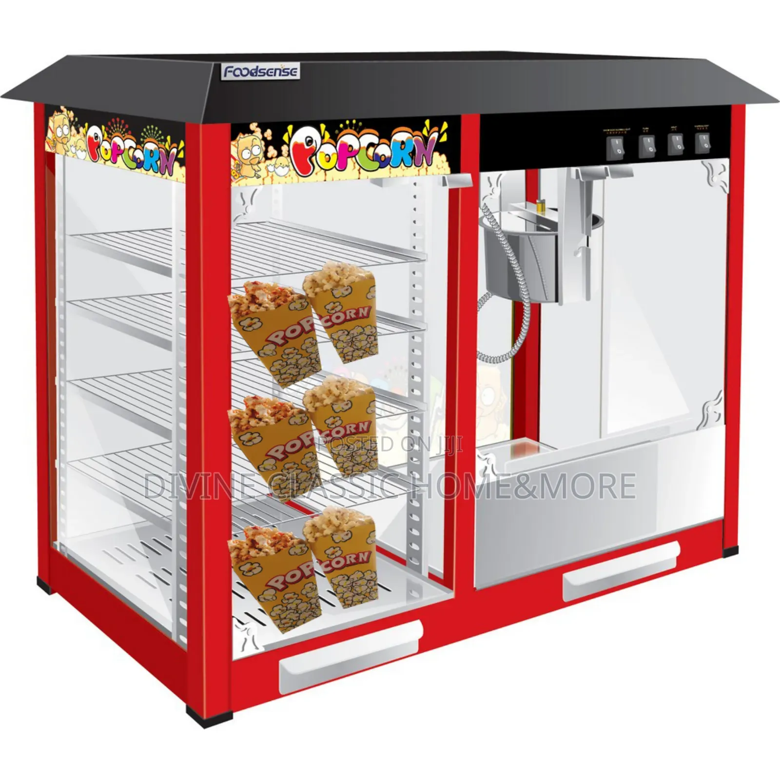 Big Size Electric Popcorn Making Machine With Warming Showcase