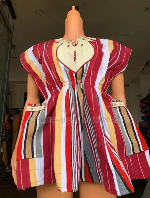 Red and Cream Ladies Smock Top