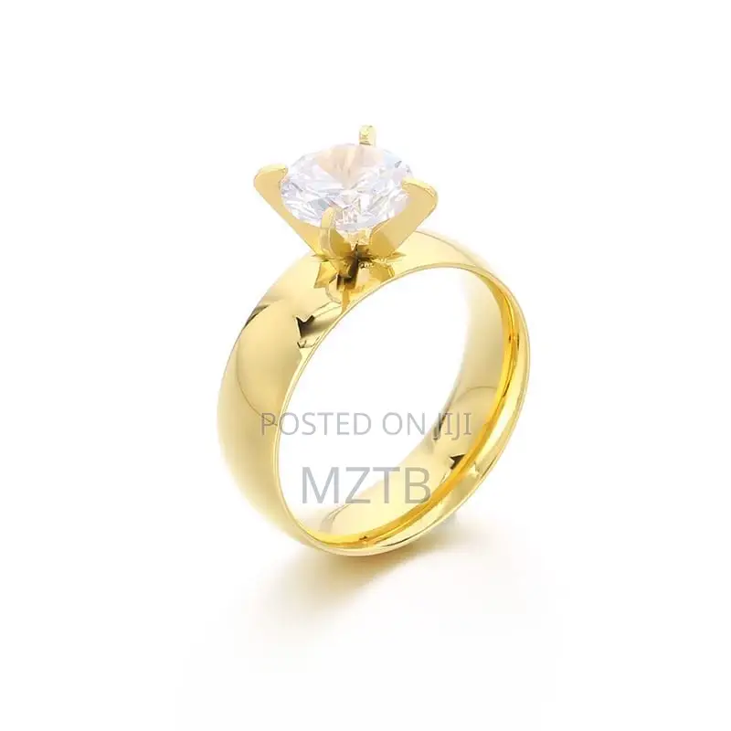Non-Fade Zircon Promise/Wedding Ring - Gold