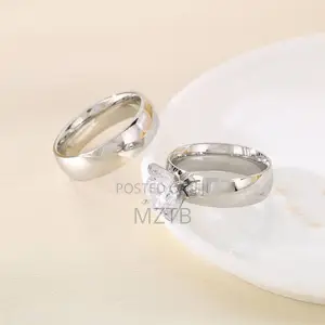4mm Stainless Steel Couple Wedding Rings - Silver