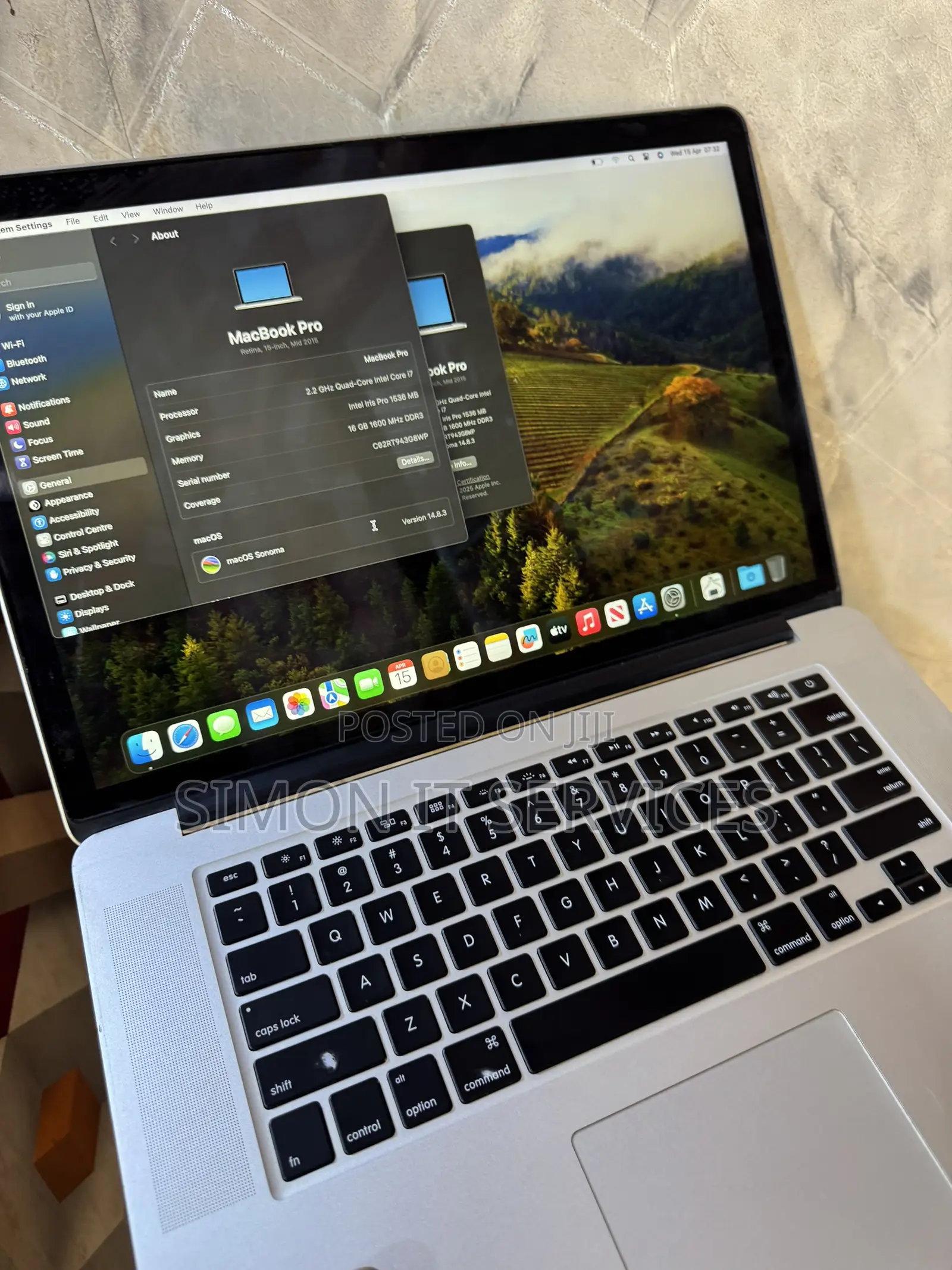 Laptop Apple MacBook Pro 2015 16GB Intel Core i7 SSD 256GB