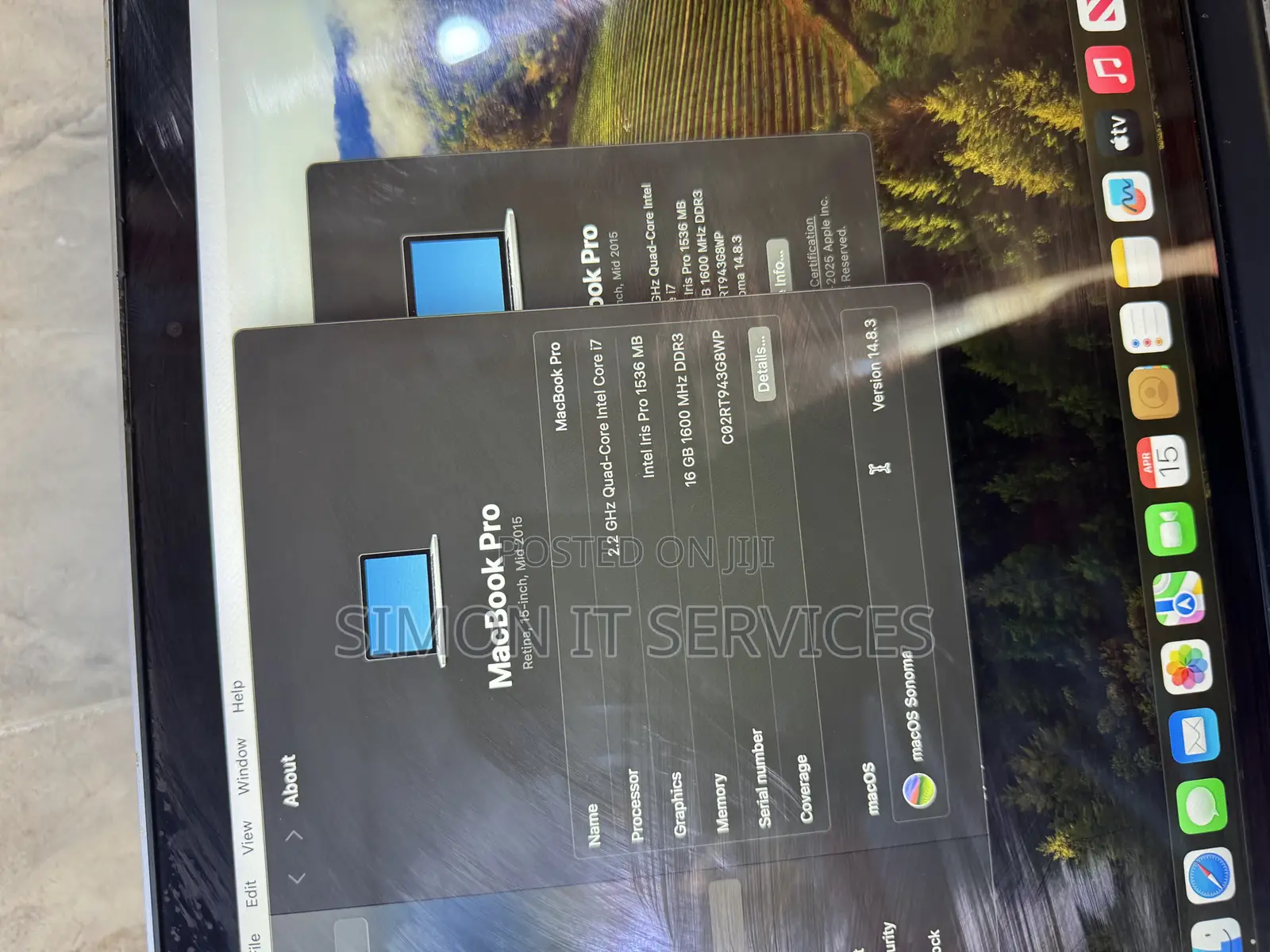 Laptop Apple MacBook Pro 2015 16GB Intel Core i7 SSD 256GB