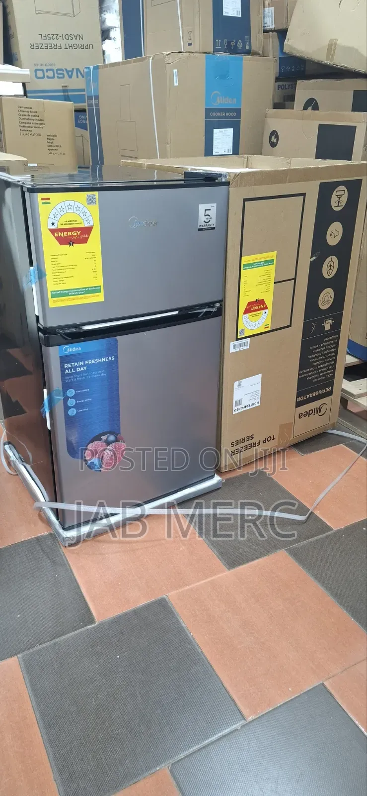 Promo Mini Fridge Top Freezer Double Doors Dark Silver