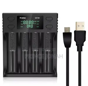 Kratax 4 Slot Battery Charger With LCD Display Rechargeable Batteries