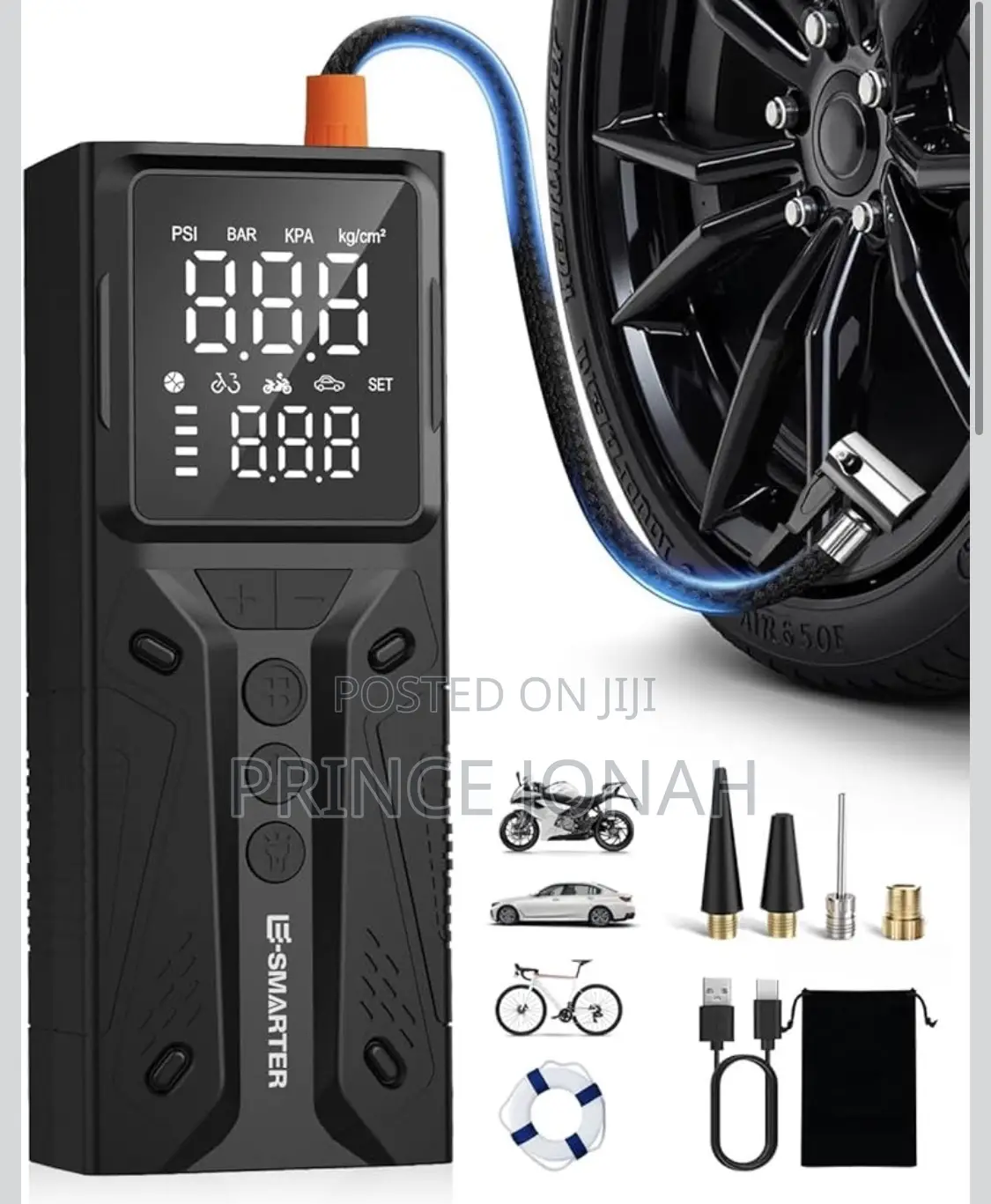 E-Smarter Tyre Inflator Air Compressor, 6000mah 150 Psi Bike Pump