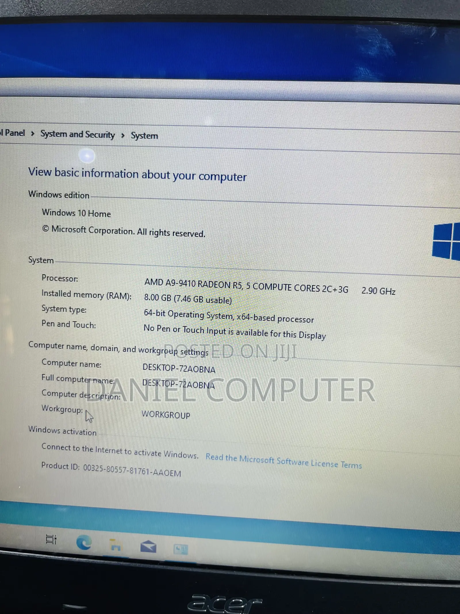 Laptop Acer Aspire E5-523G 8GB AMD A10 HDD 750GB