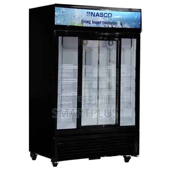 Nasco1080l a Heavy-Duty, Double-Door Commercial Display Refrigerator.