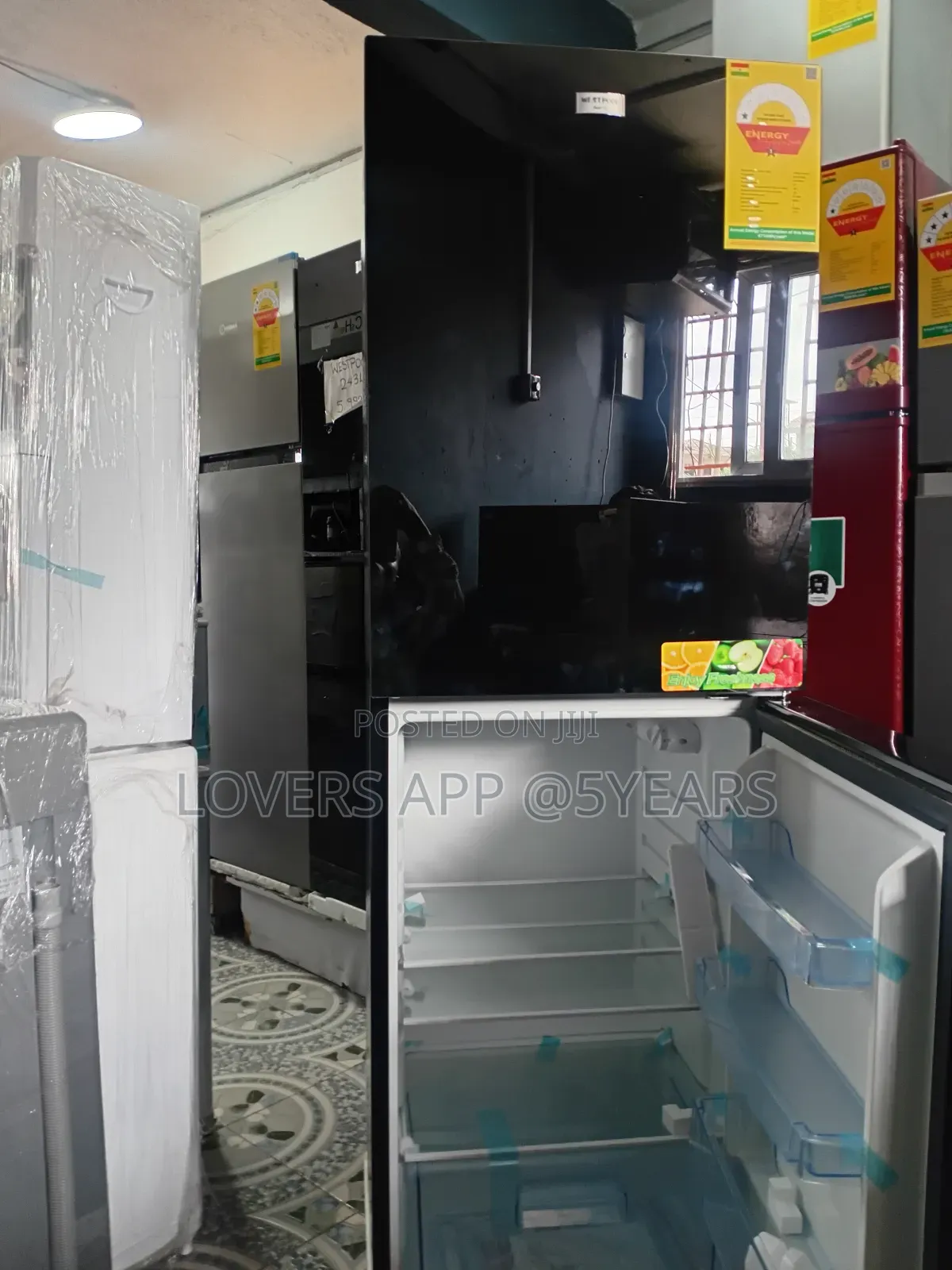 243l Black Double Door Beauty Refrigerator.