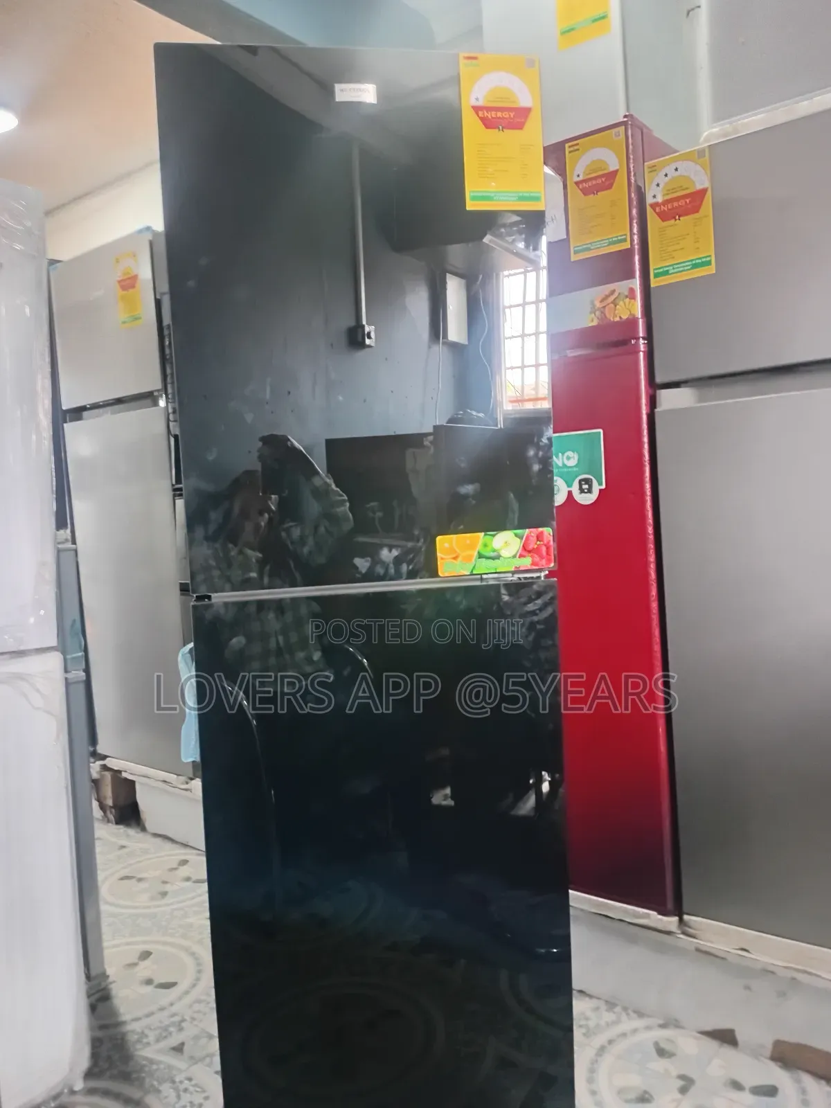 Black 243l Elegant Two Door Fridge.