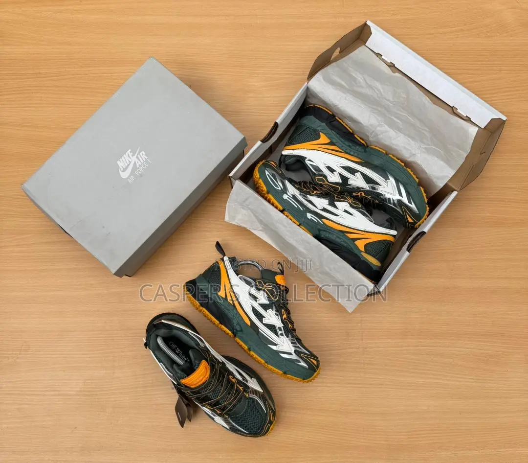 Off-White Be Right Back Sneakers in the Military Green Peach Colorway
