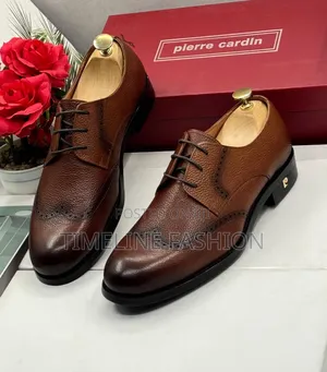 Genuine Leather Pierre Cardin Coffee Brown Men's Lace Shoes