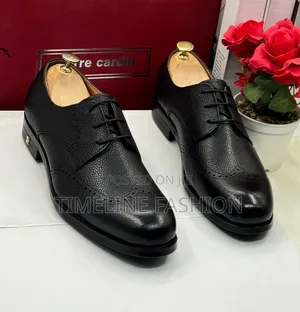 Black Leather Men's Lace Up Pierre Cardin Shoes