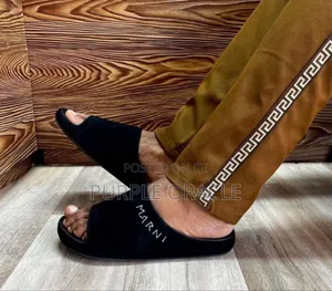 Marni Black Leather Slides for Men