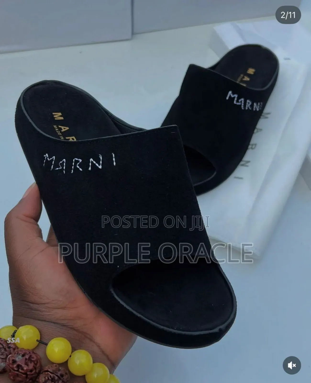 Marni Black Leather Slides for Men