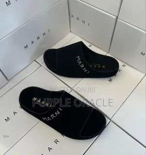 Marni Black Leather Slides for Men