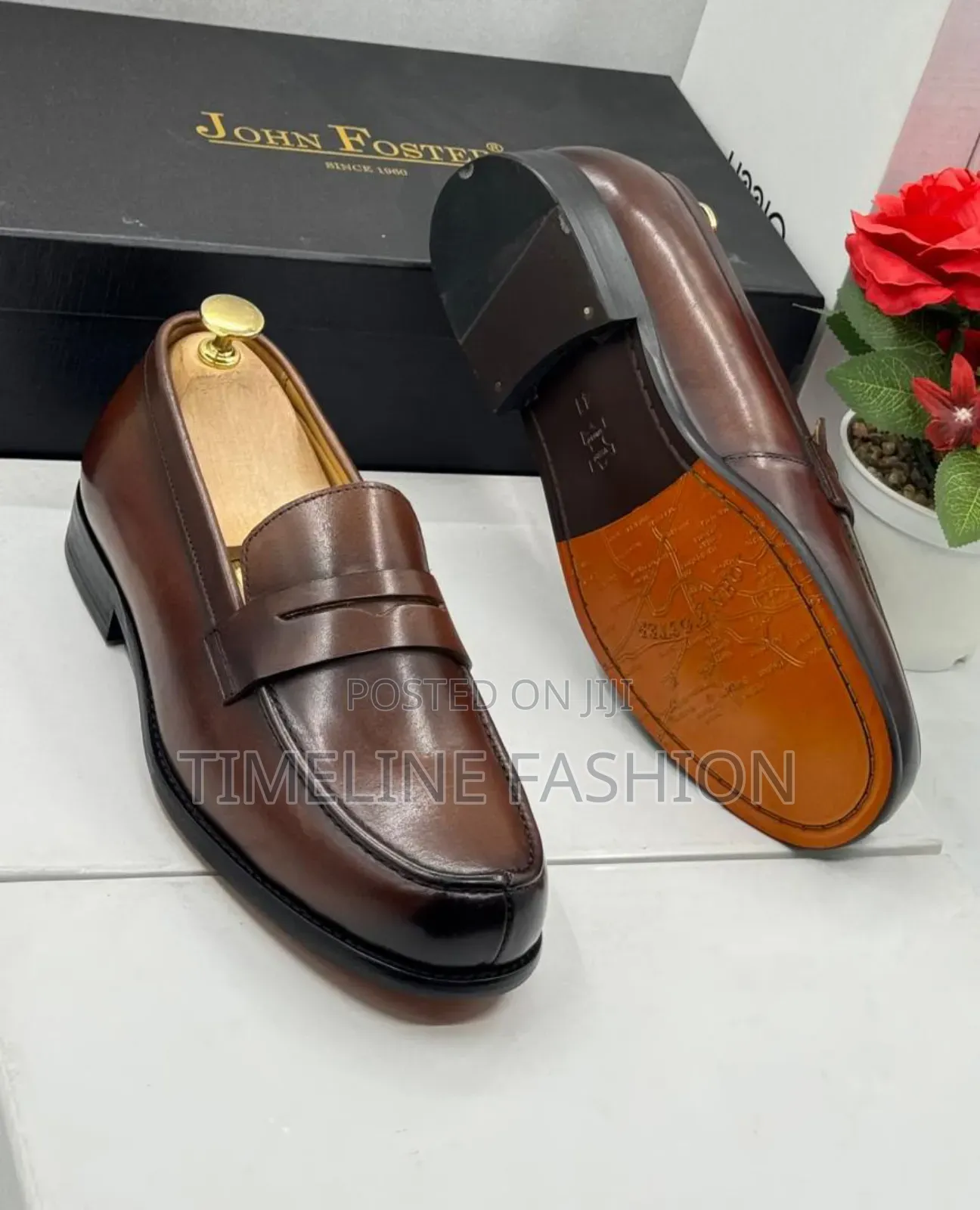 Coffee Brown Men's Leather John Forster Shoes