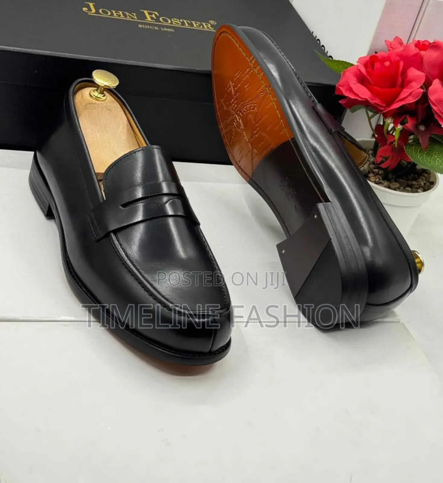 Durable Black Leather Men's Easy Fix John Forster Shoes