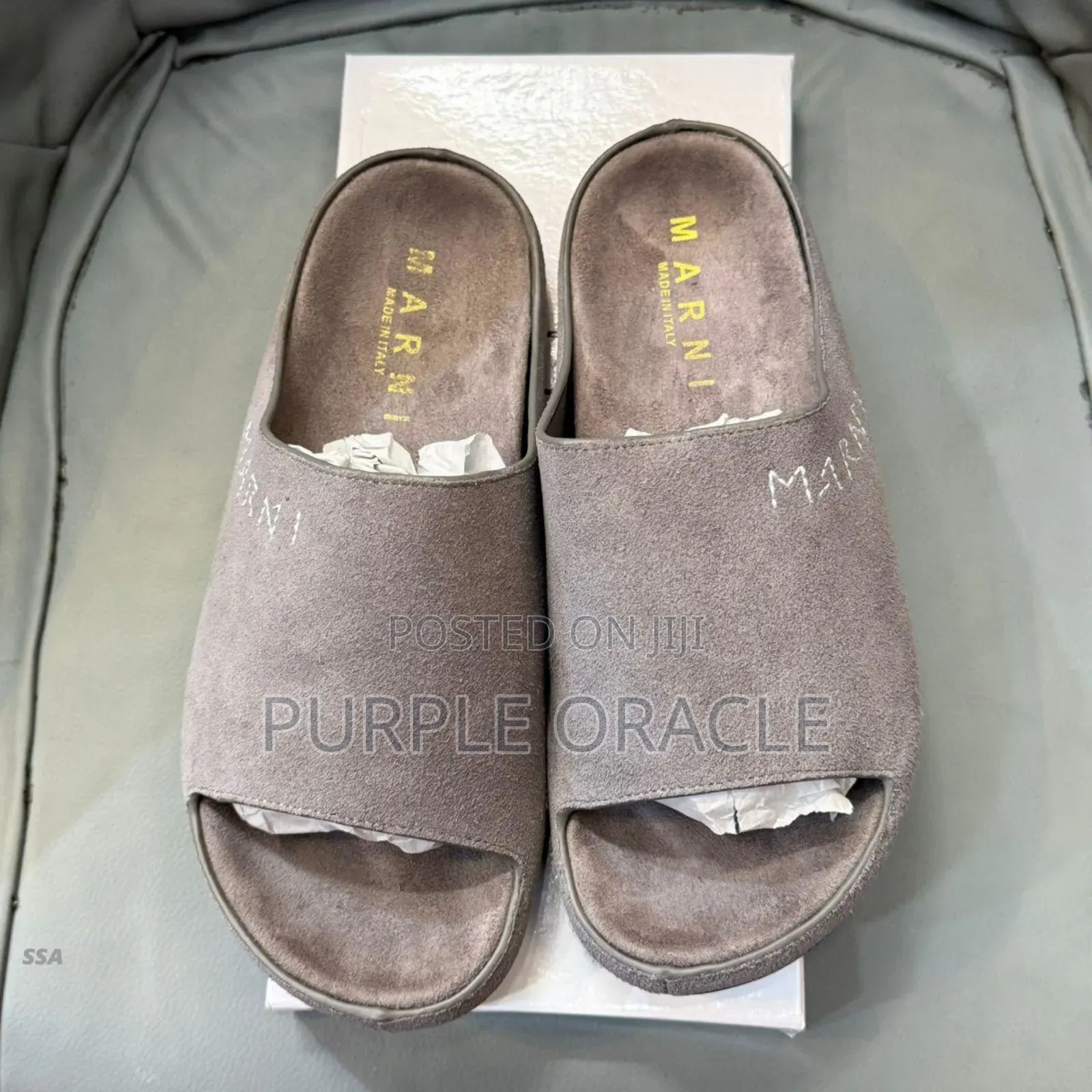 Marin Outdoor Leather Slides in Ash