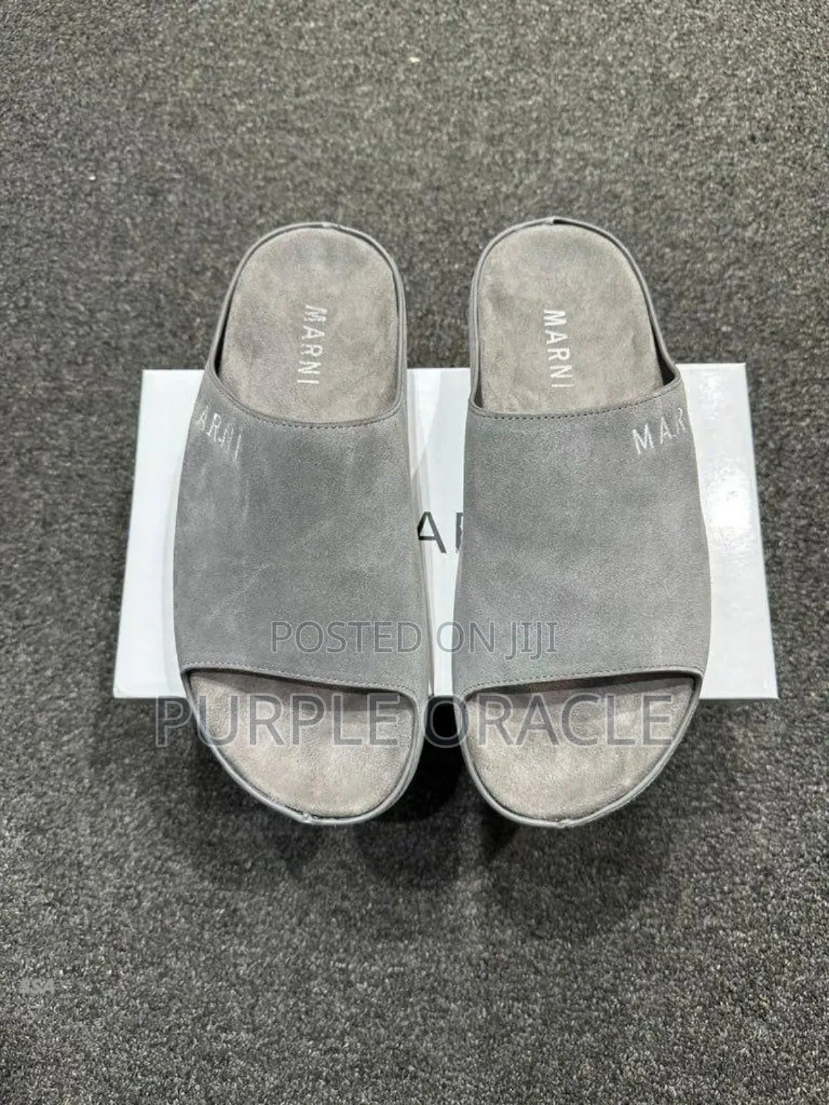 Marin Outdoor Leather Slides in Ash