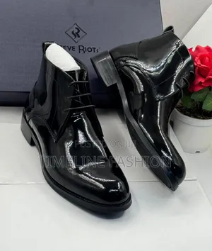 Steve Riot Black Mirror Lace Up Ankle Boots