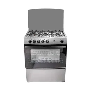 Freestanding Nasco 5-Burner Gas Cooker Ft Enamel Pan Supports.