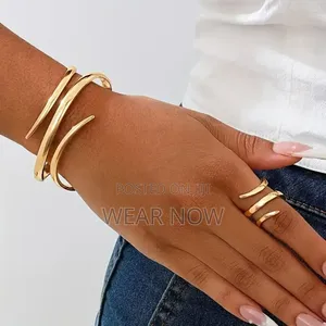 Geometric Spiral Band Bracelet Ring Set