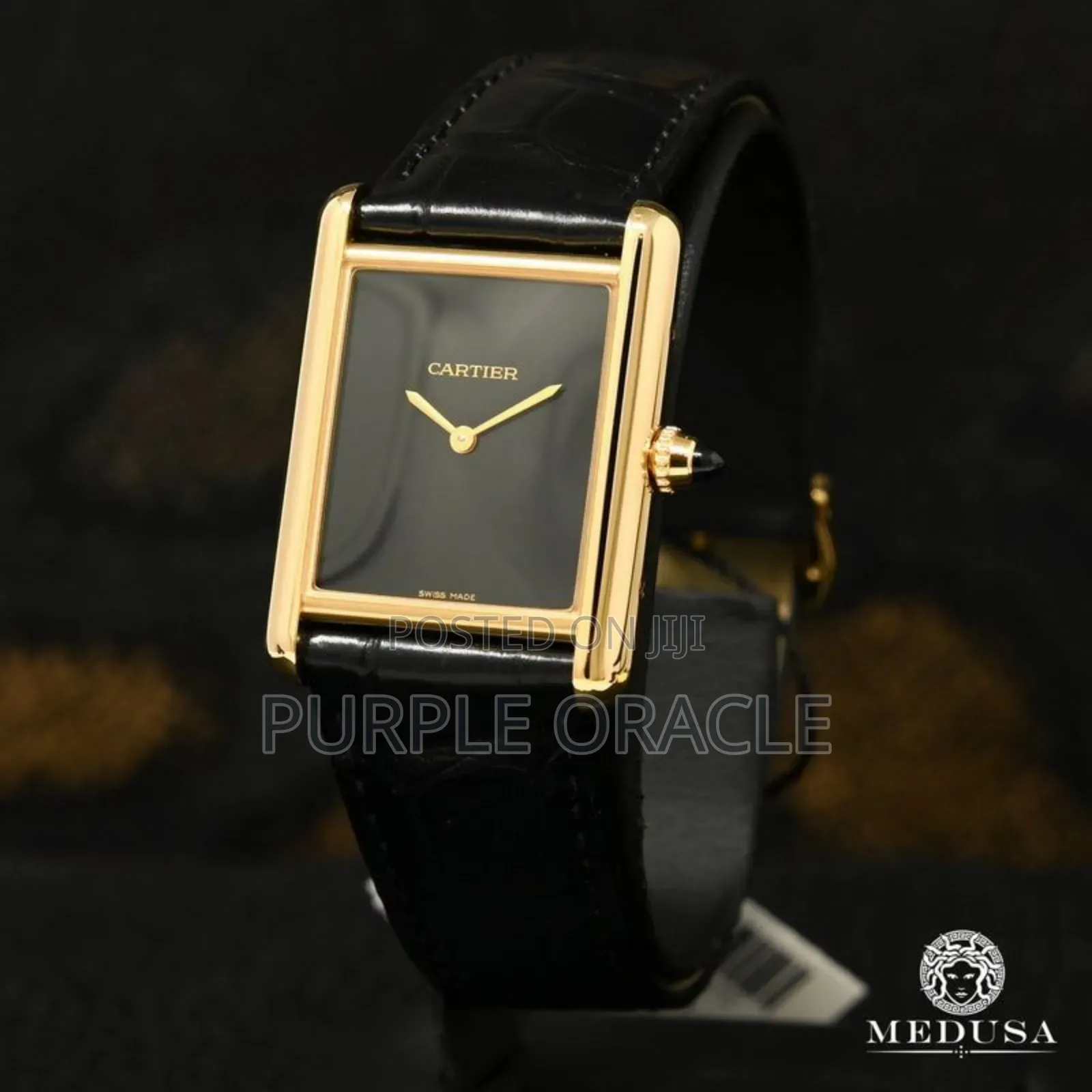 Cartier Tank Le Must Black Gold Watch.