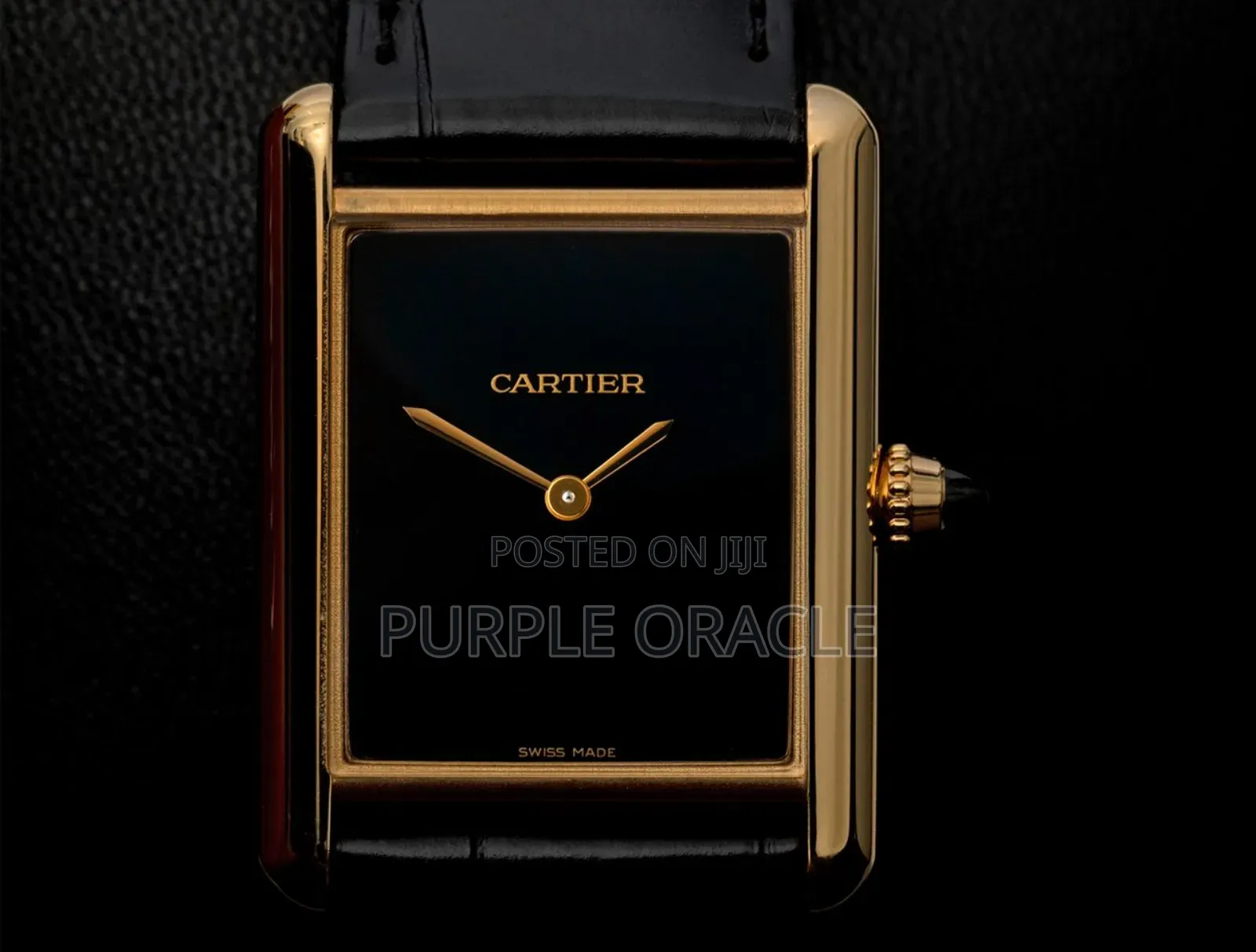 Cartier Tank Le Must Black Gold Watch.